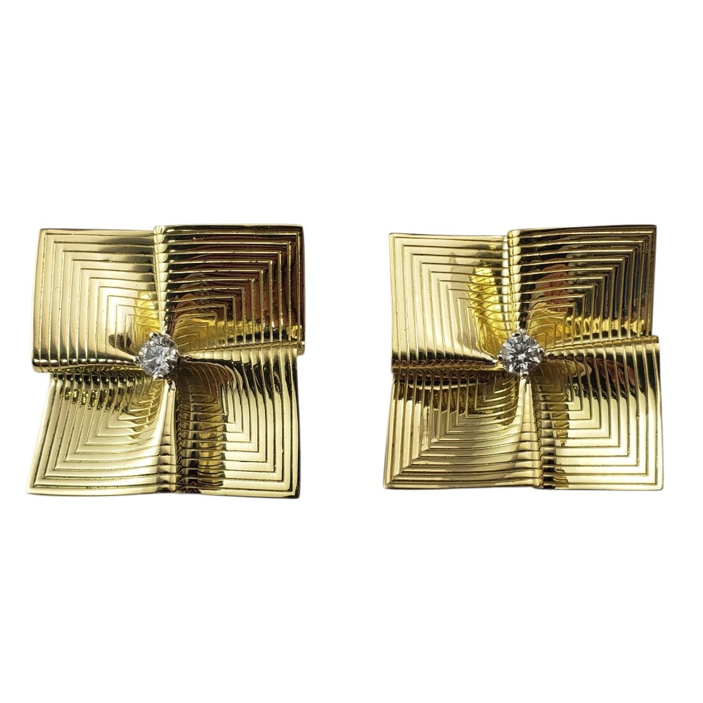 Tiffany & Co. 14K Yellow Gold and Diamond Fluted Clip-On Earrings #22531